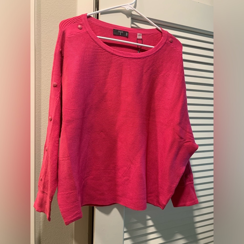 TAHARI Bright Fuchsia Viscose Blend Sweater NWT 🌴